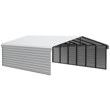 Arrow Storage Products Galvanized Steel Carport, W/ 2-Sided Enclosure, Compact Car Metal Carport Kit, 20'x29'x7', Eggshell CPH202907ECL2